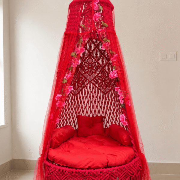 ৩৬ ইঞ্চি বউ দোলনা (লাল দোলনা, গোলাপী ফুল)