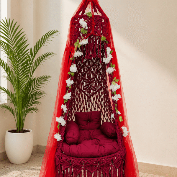 ২৬ ইঞ্চি মেরুন বউ দোলনা (সাদা ফুলসহ)