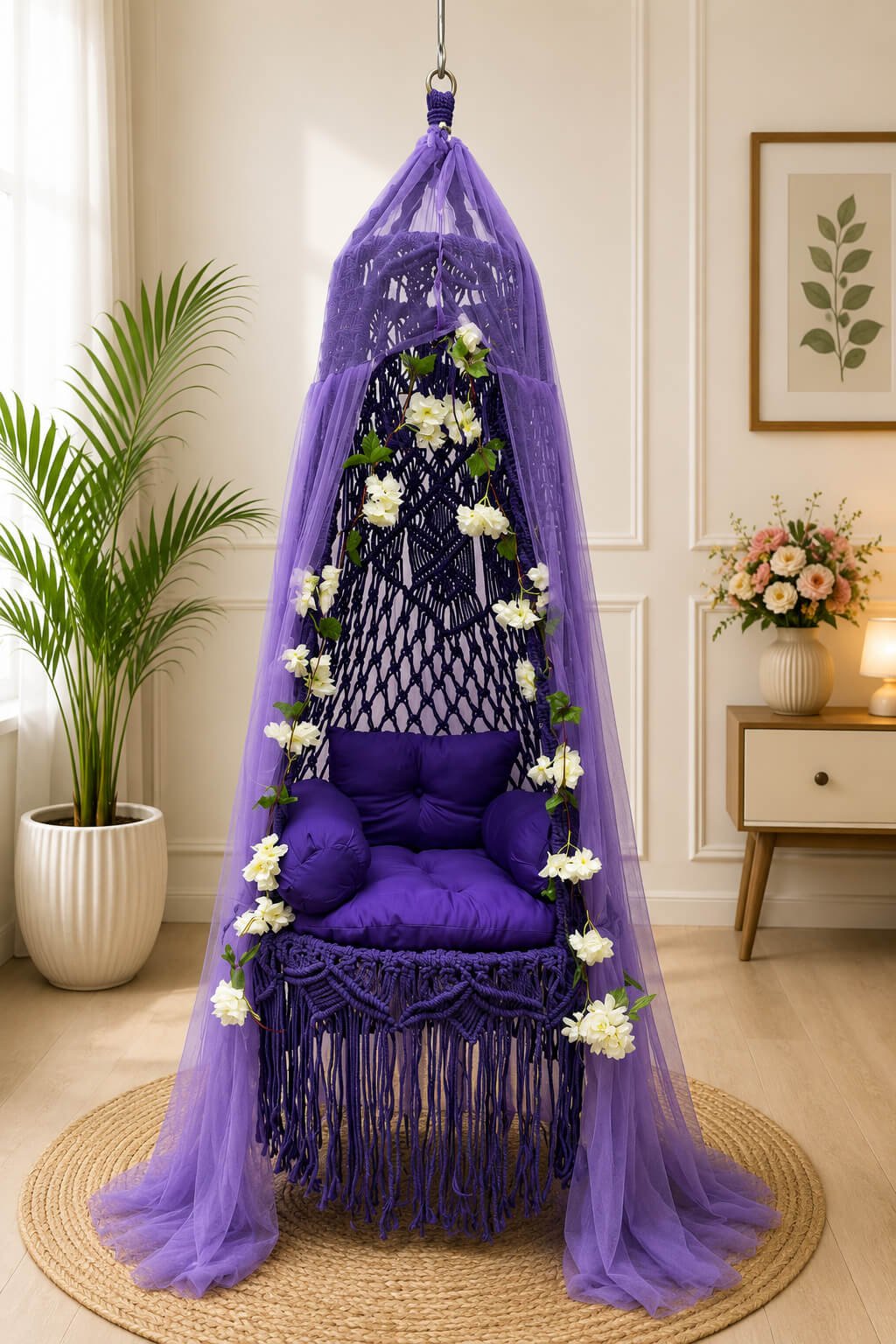 purple ২৬ ইঞ্চি পারপেল দোলনা (সাদা ফুলসহ) - Image 1
